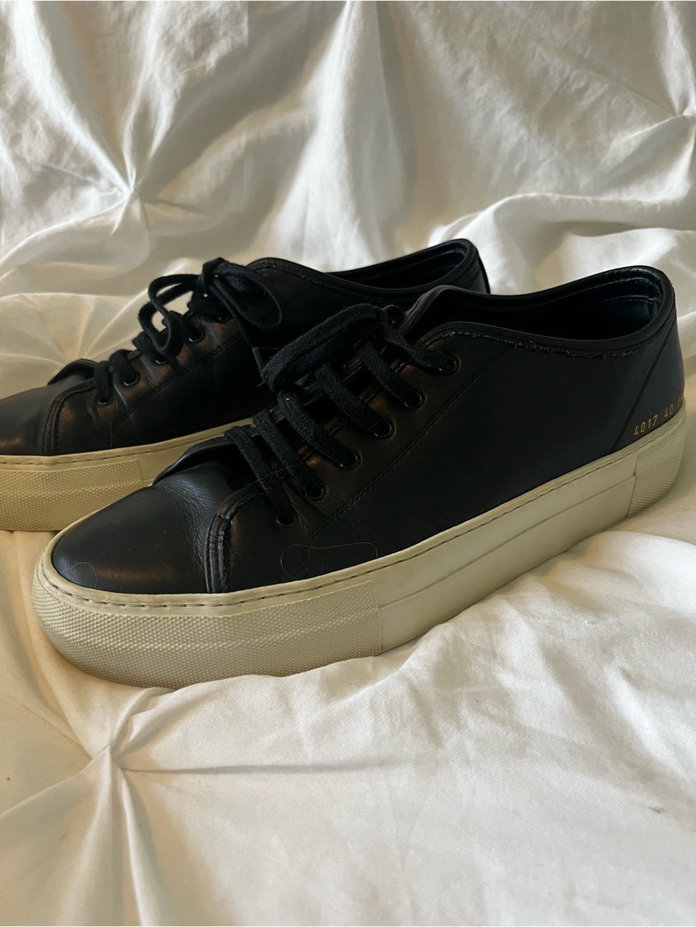 Common Projects Tournament Low Black Leather Sneakers | Box & Dust Bag | Size 40 - Picture 2 of 13
